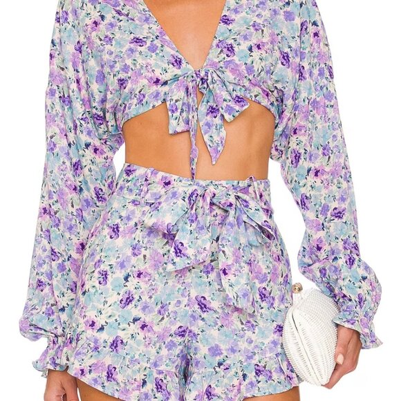 Majorelle floral SET (top+ shorts) size xs - Picture 2 of 5